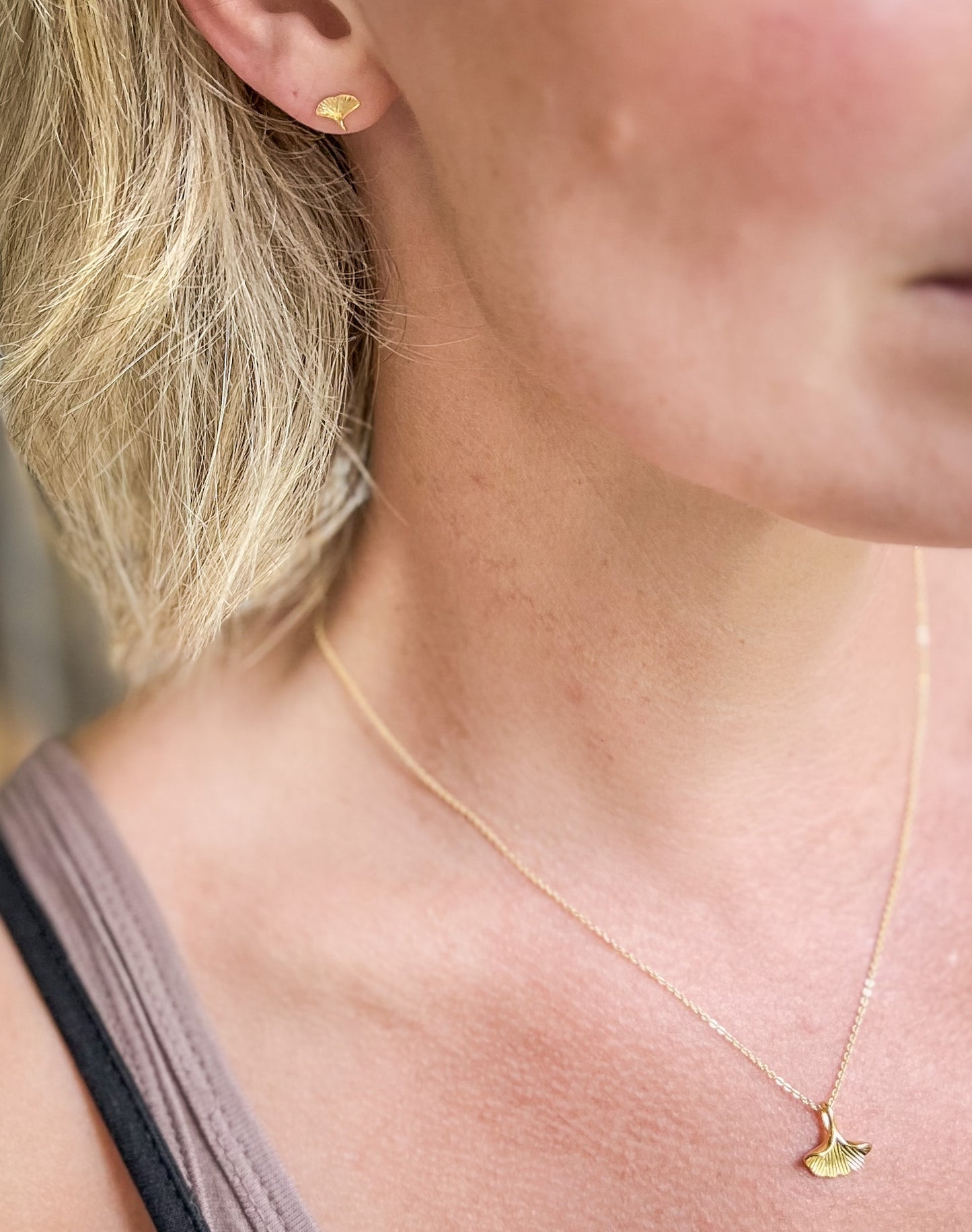 Gold Ginkgo Leaf Necklace