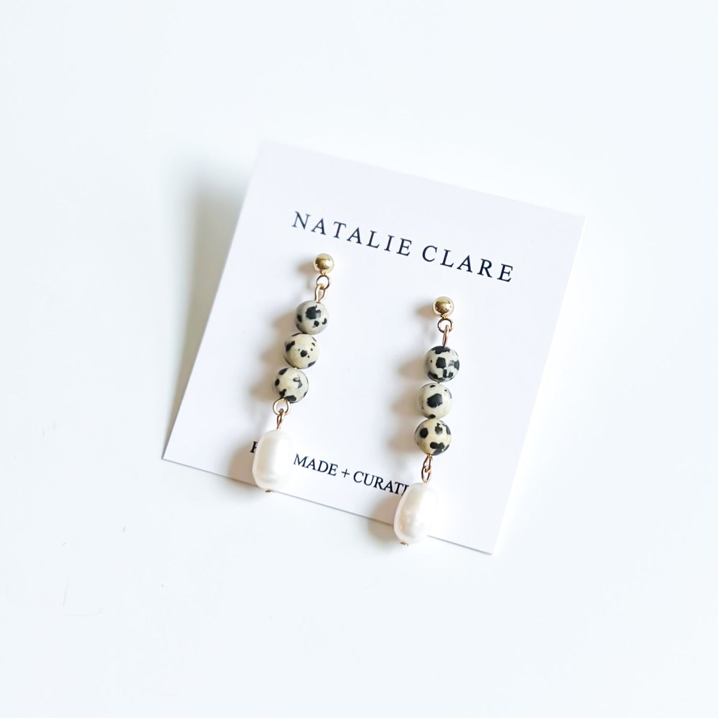 Jasper and Pearl Drop Earrings