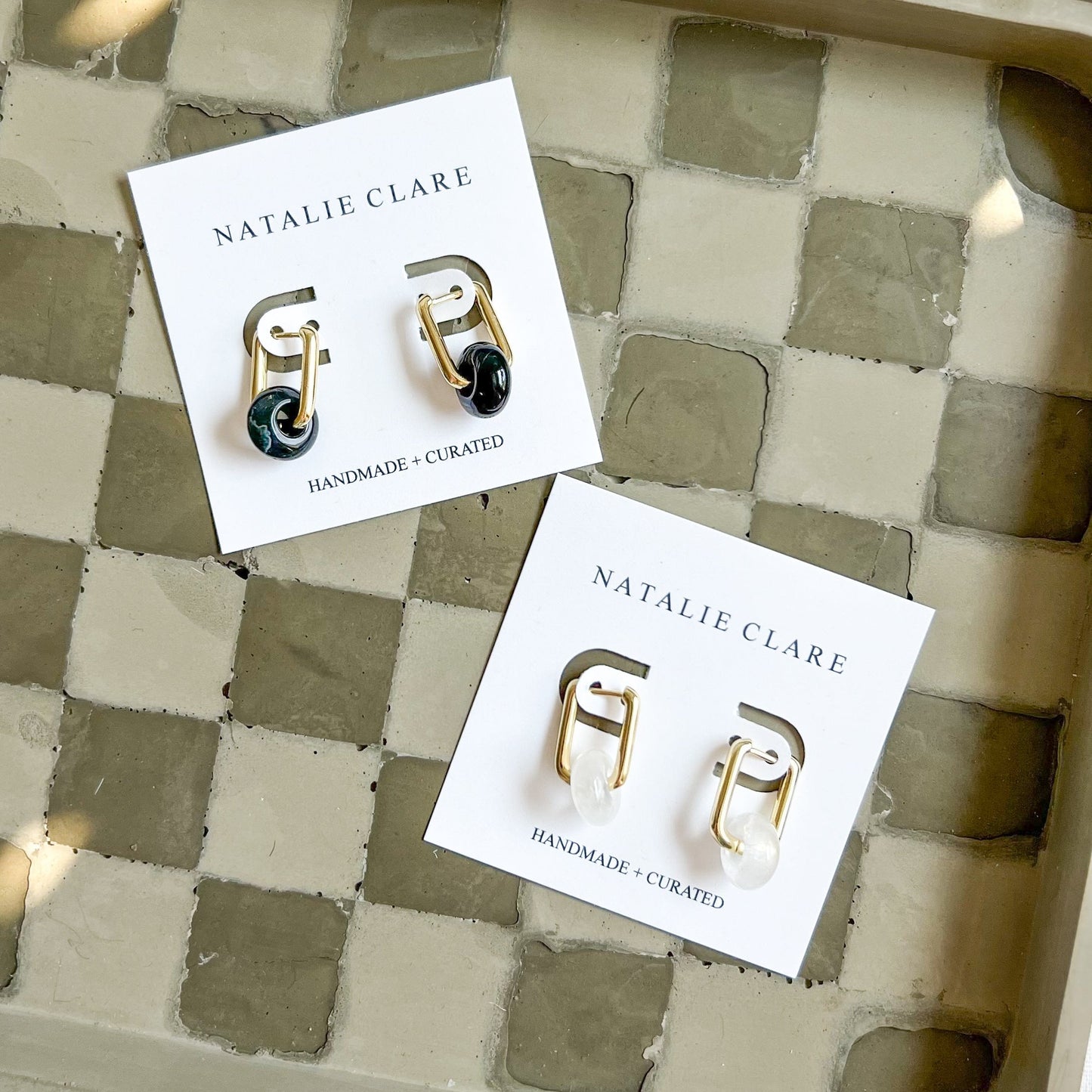 Dark Agate Huggie Hoop