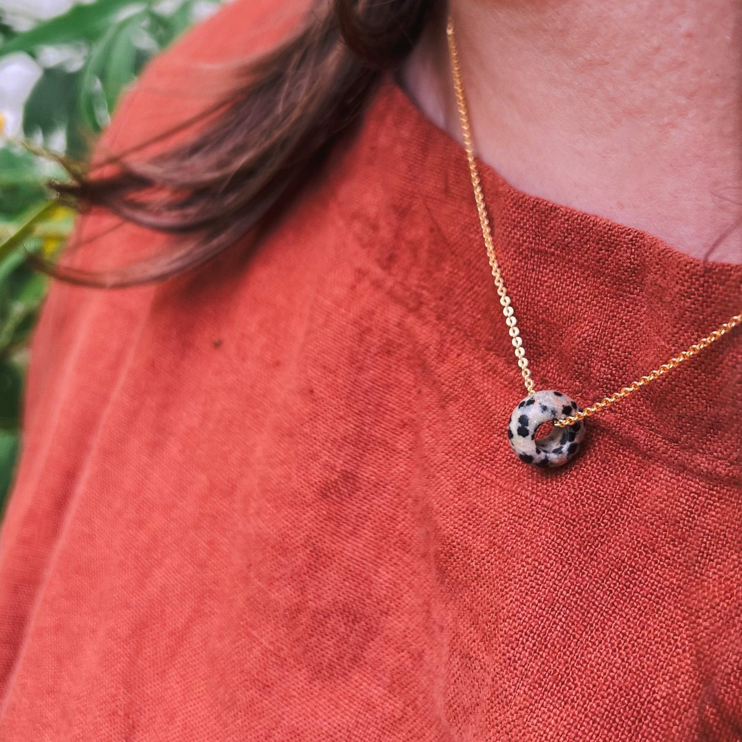 The Solo Necklace in Dalmatian Jasper