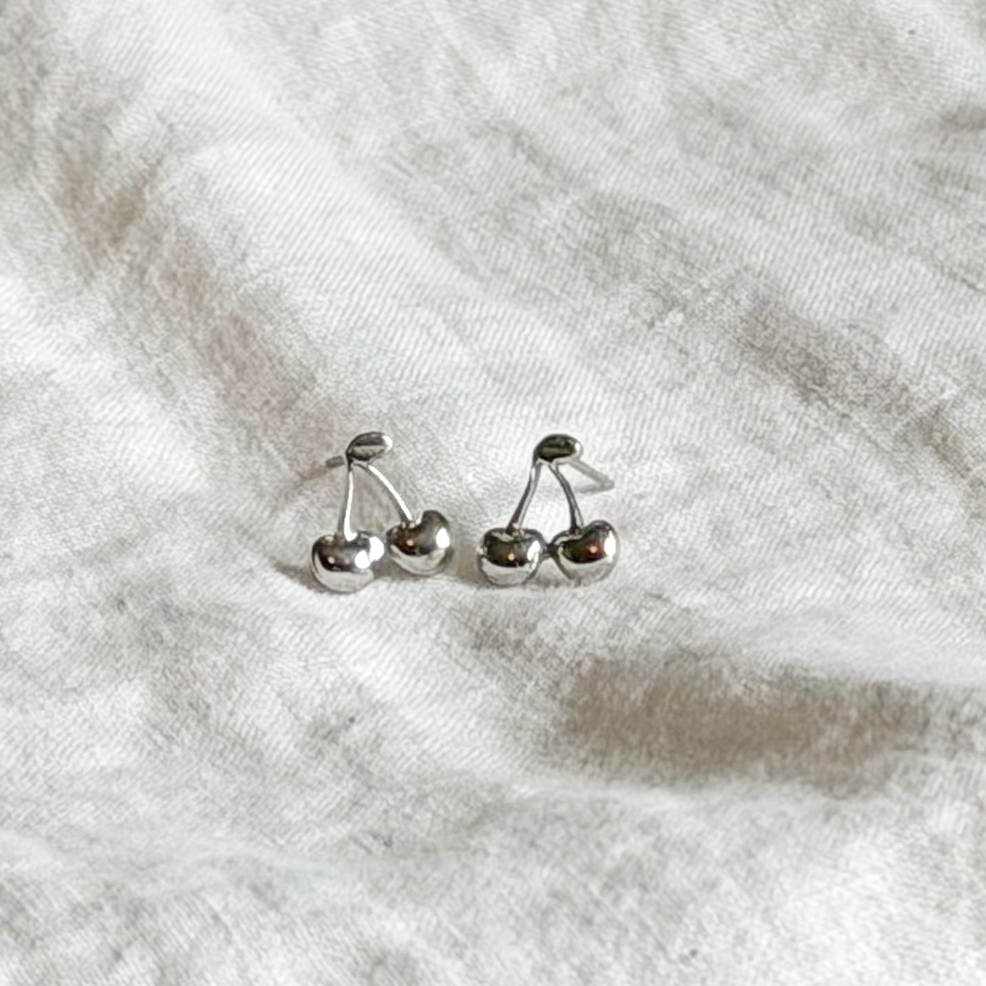 Silver Cherry Studs