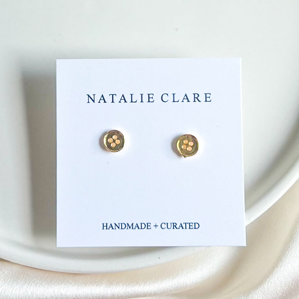 Gold Button Stud Earrings