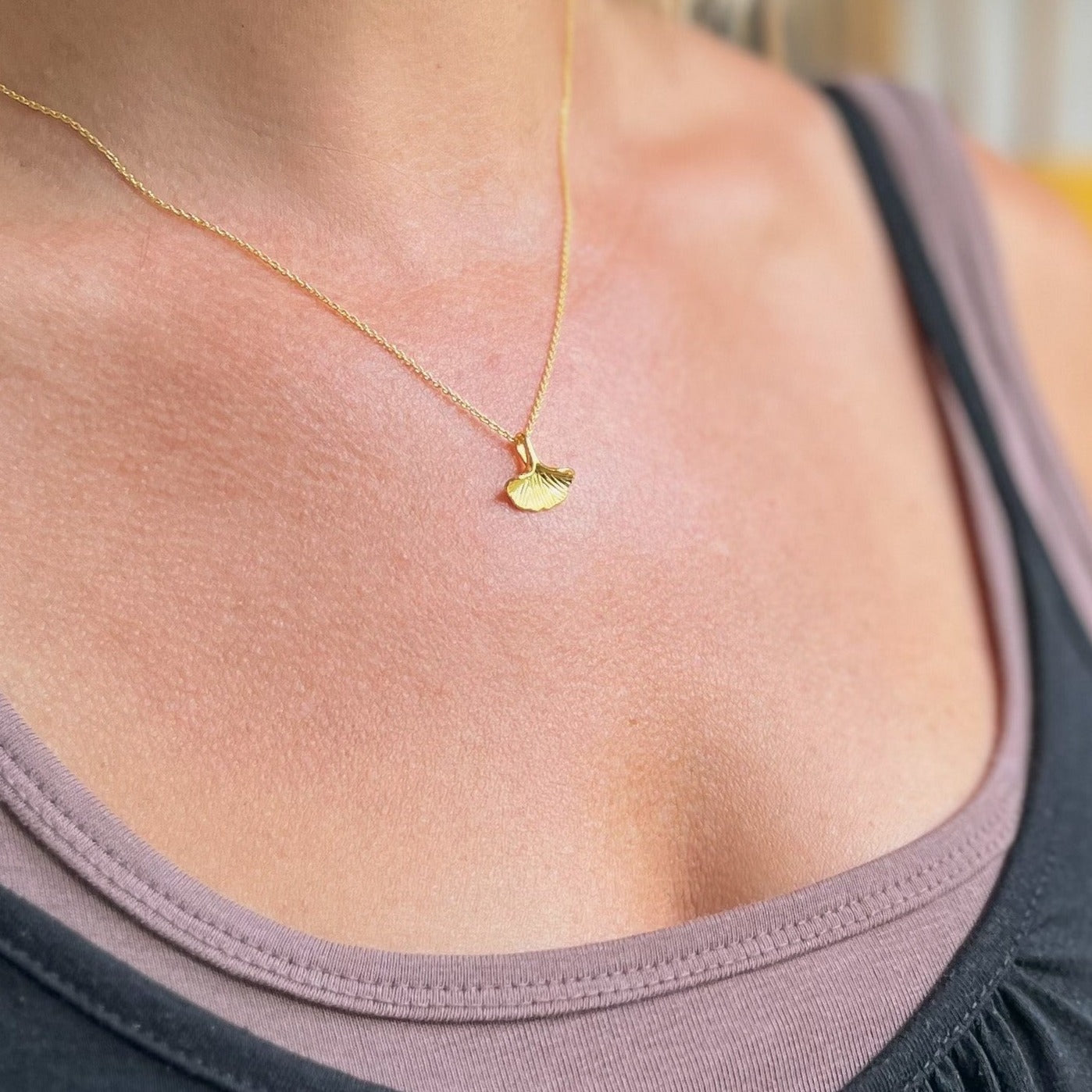 Gold Ginkgo Leaf Necklace