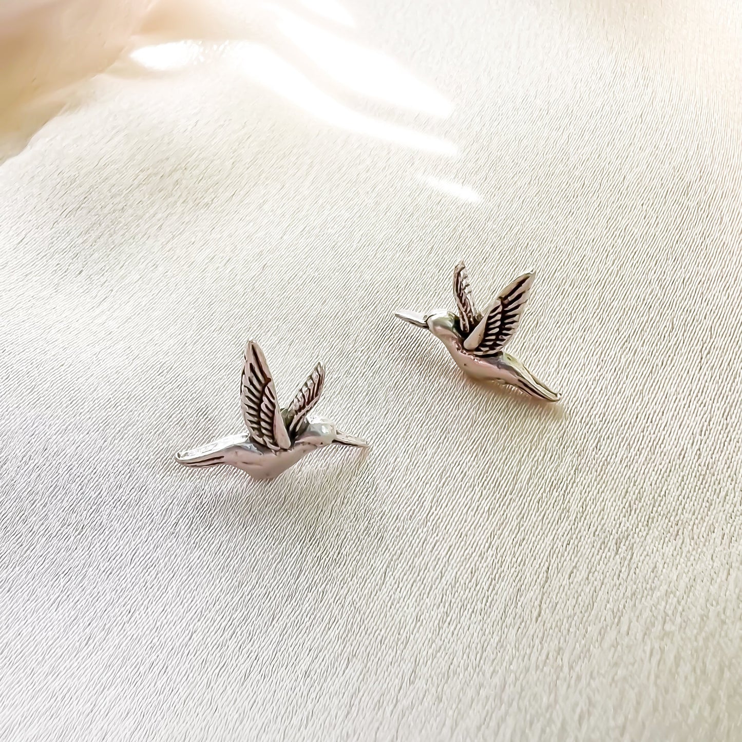 Silver Hummingbird Studs