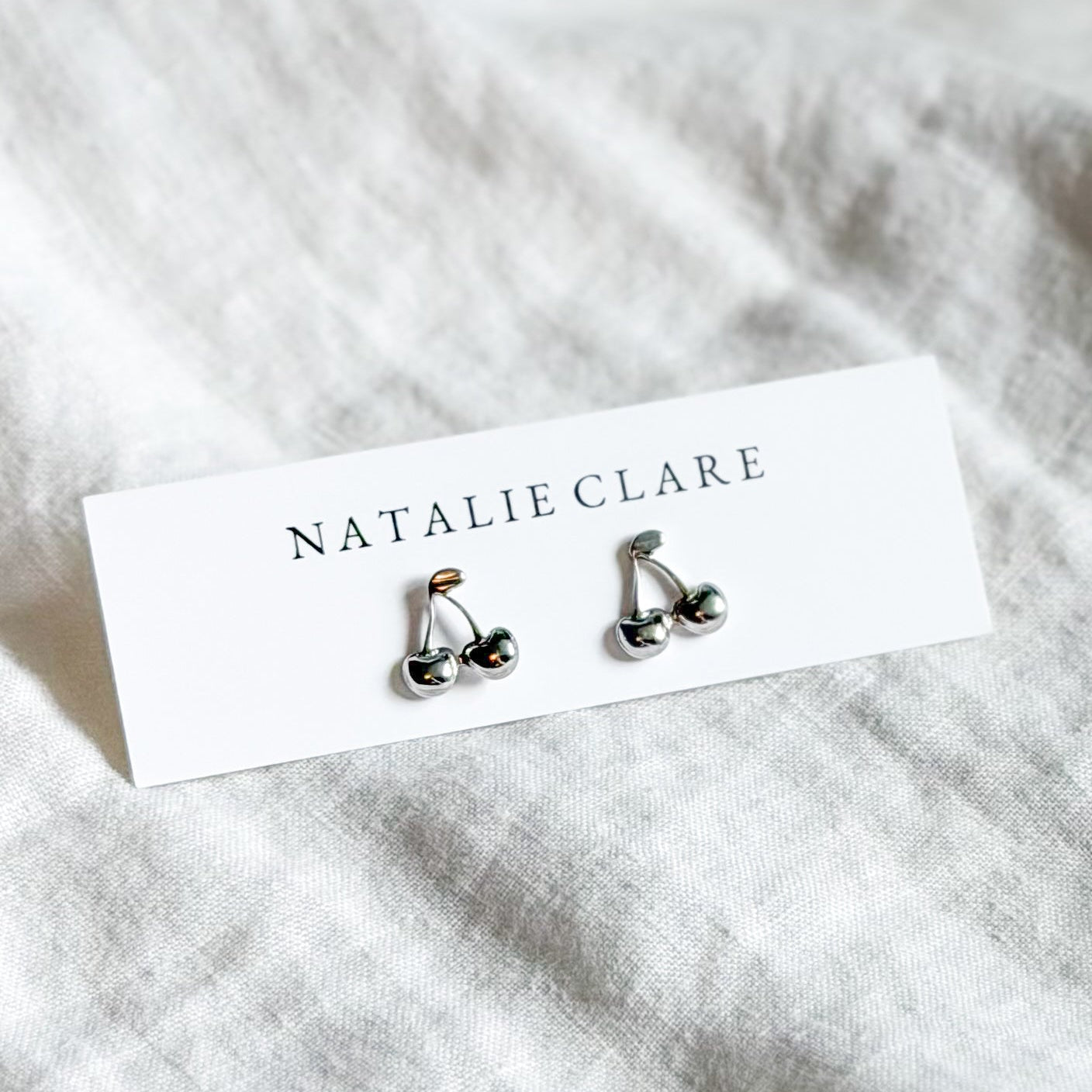 Silver Cherry Studs