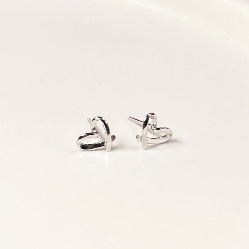 Silver Sterling Open Heart Studs