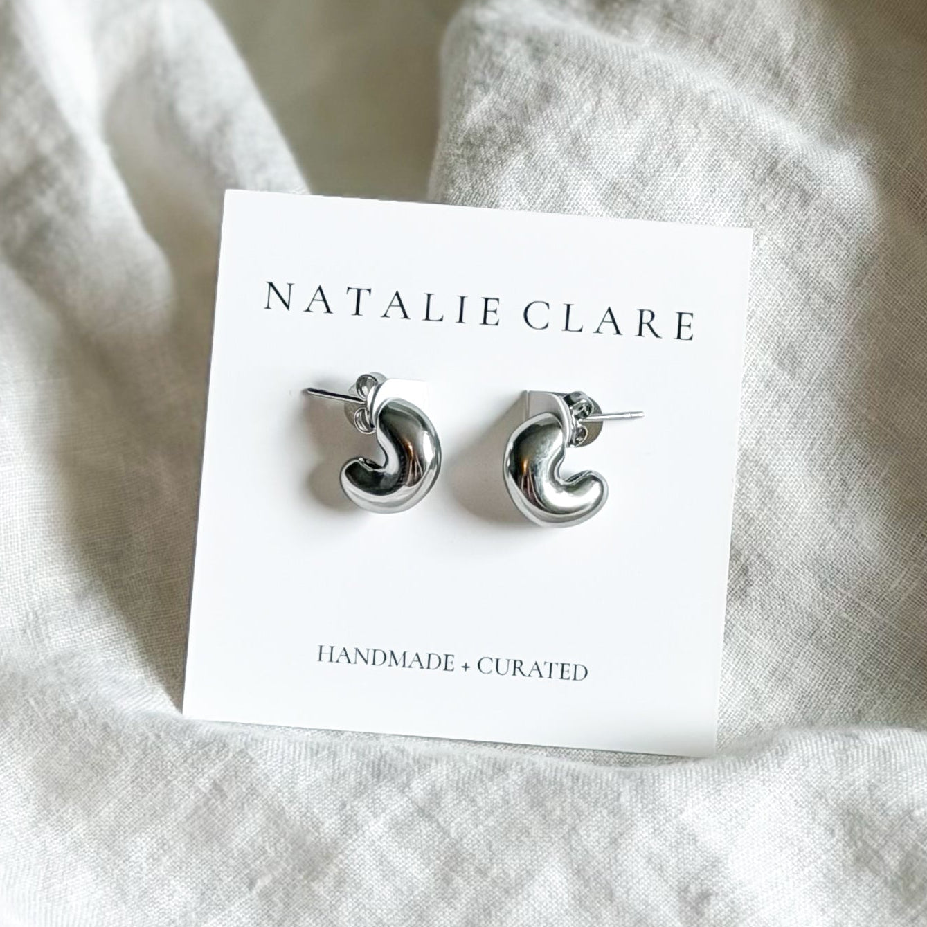 Silver Bubble Half Hoops