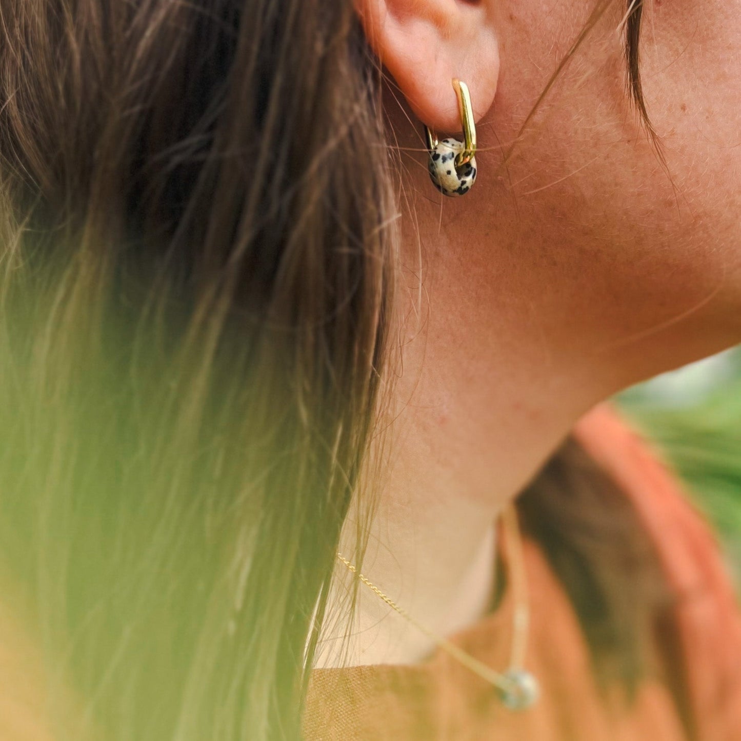 Dalmatian Jasper Hoops