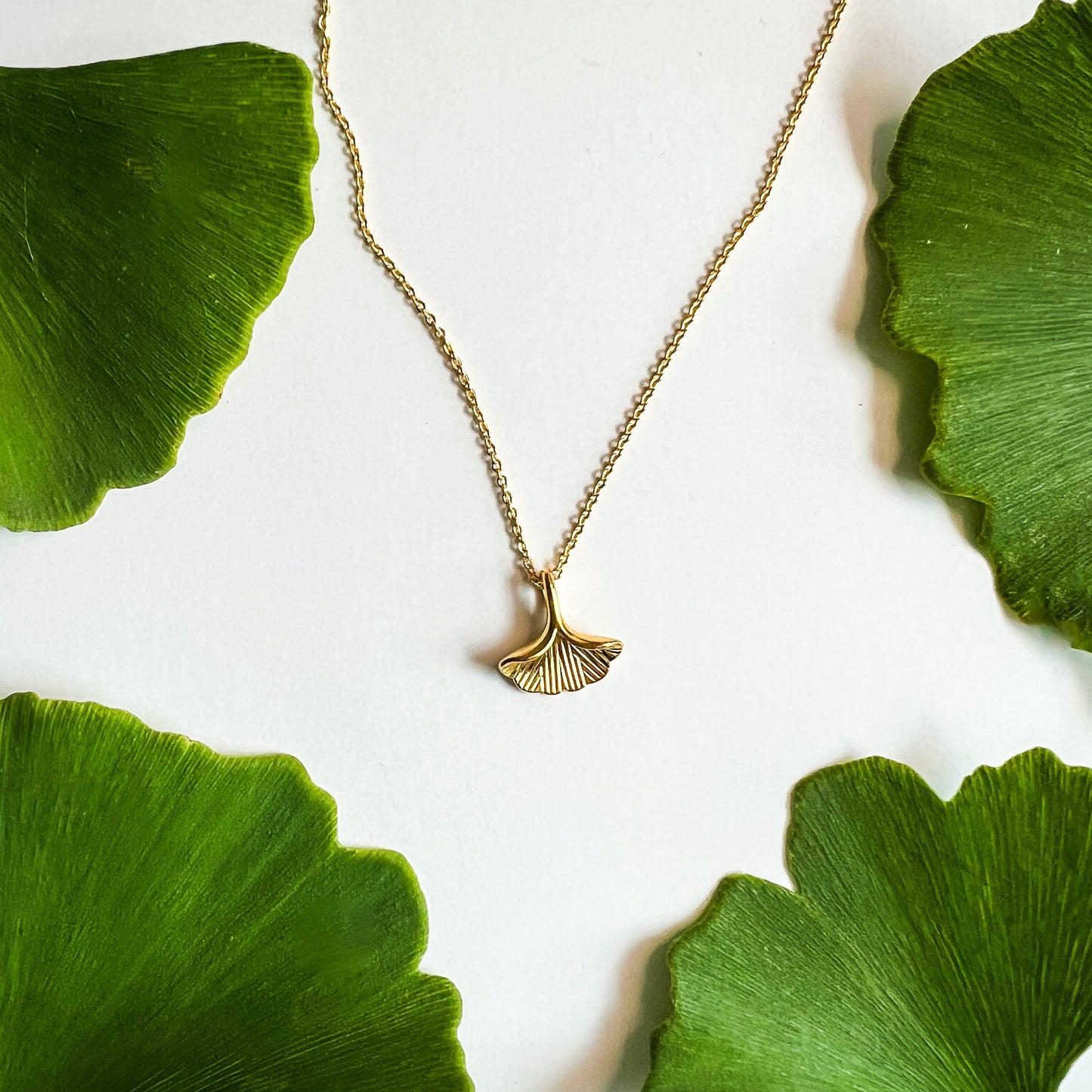 Gold Ginkgo Leaf Necklace