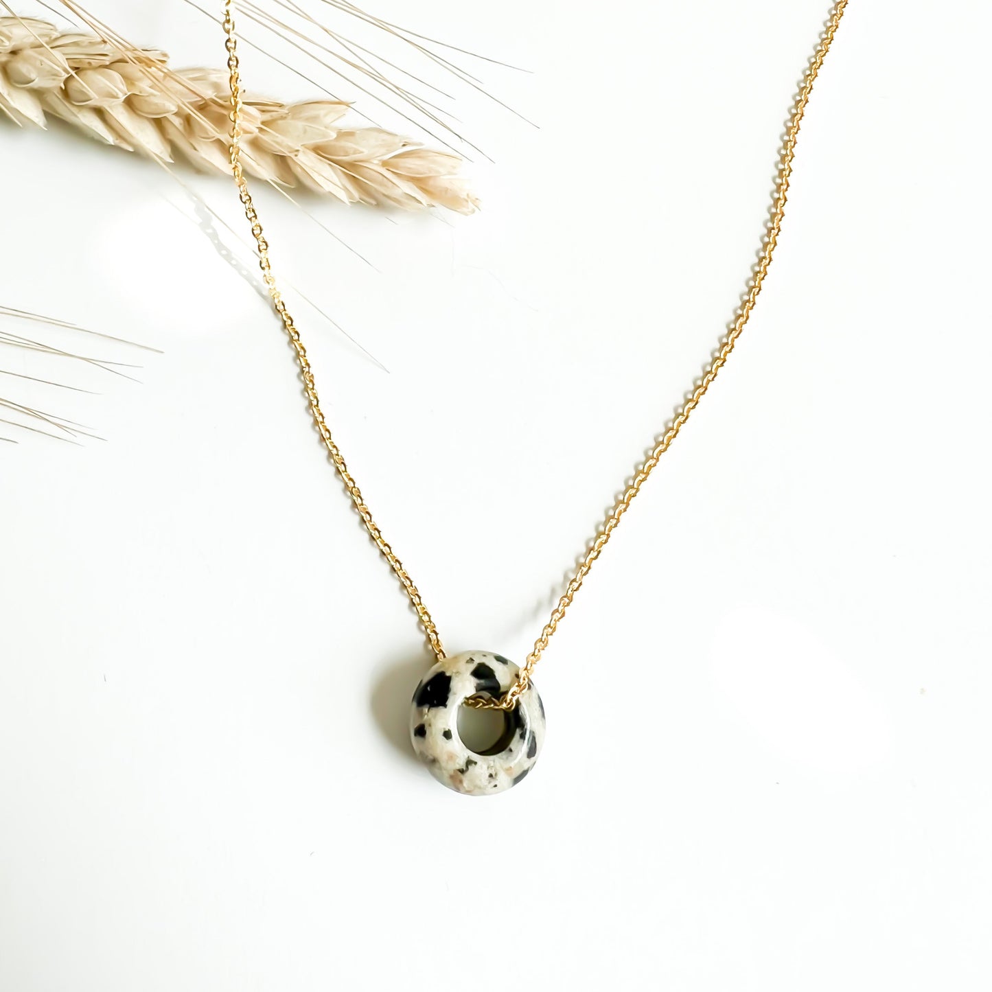 The Solo Necklace in Dalmatian Jasper