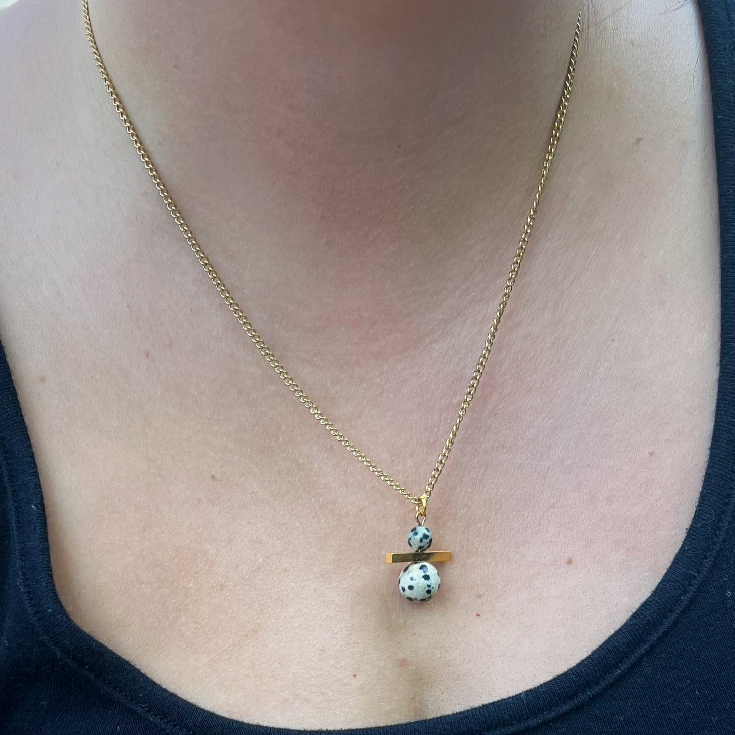 Dalmatian Jasper Linear Necklace