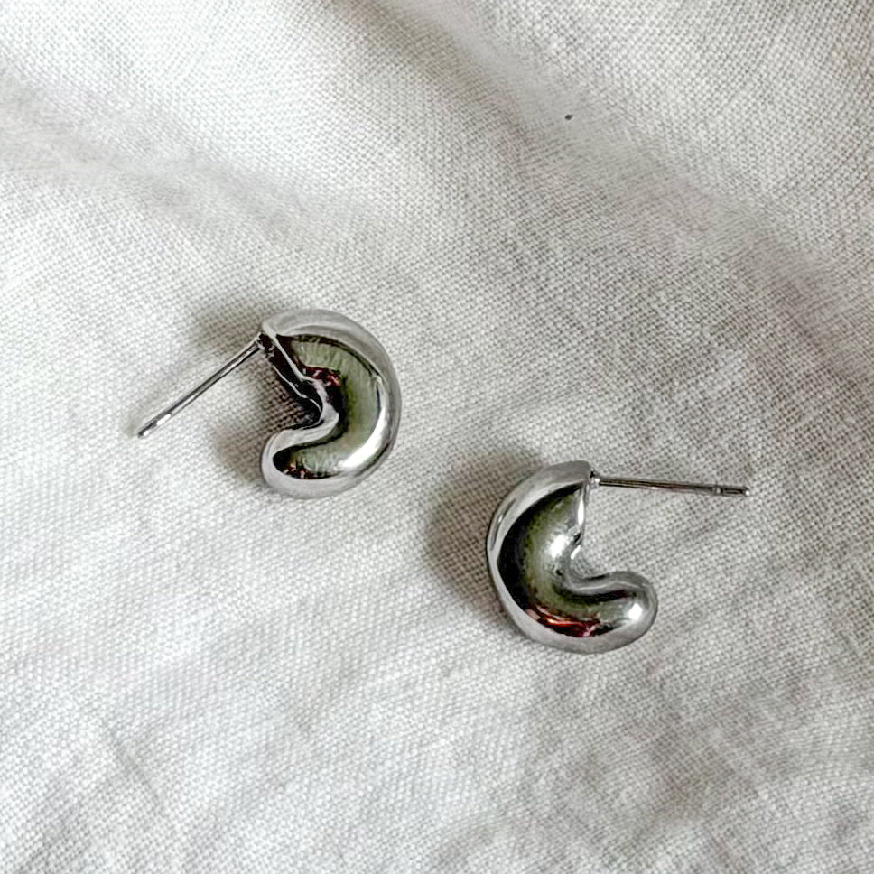 Silver Bubble Half Hoops