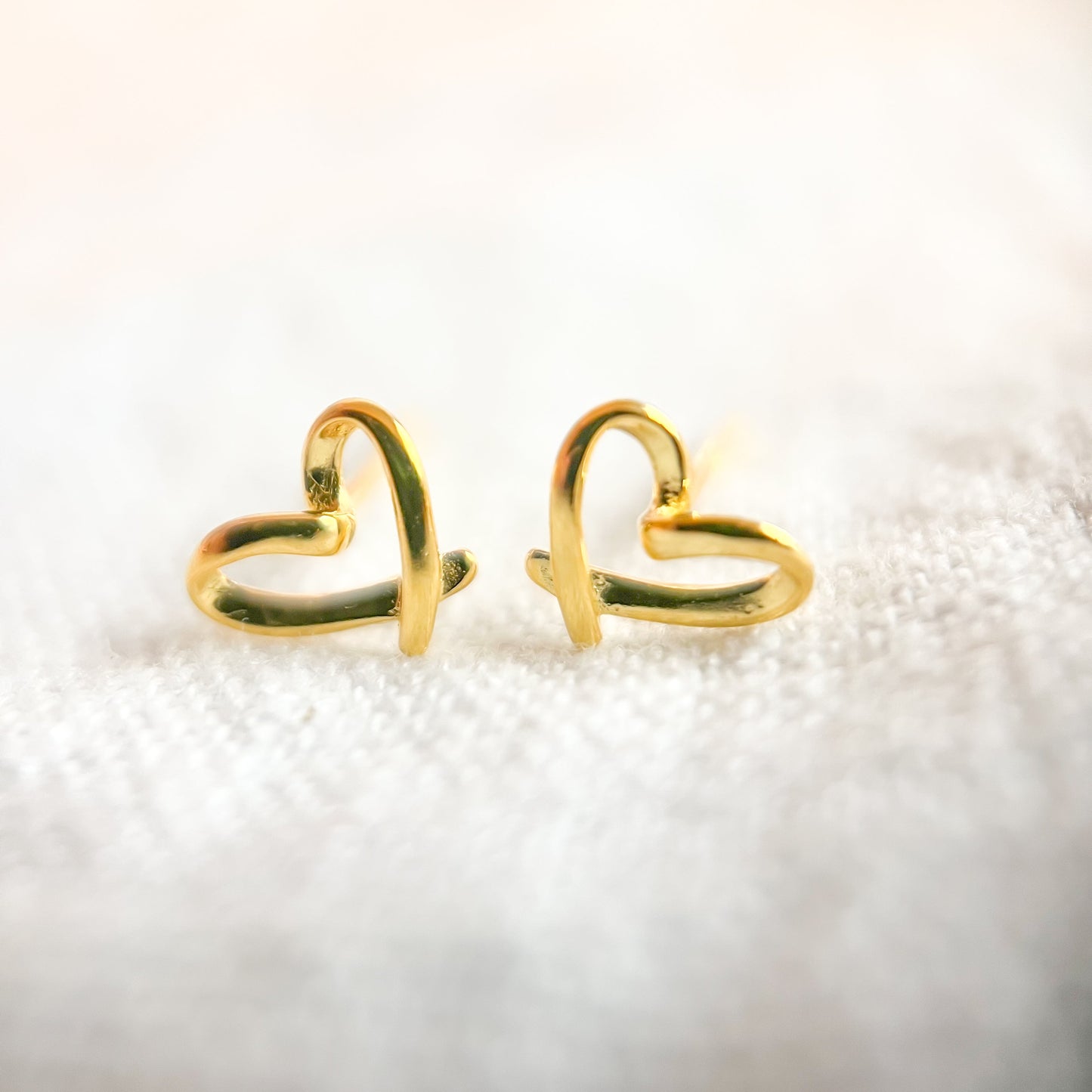 Gold Sterling Open Heart Stud