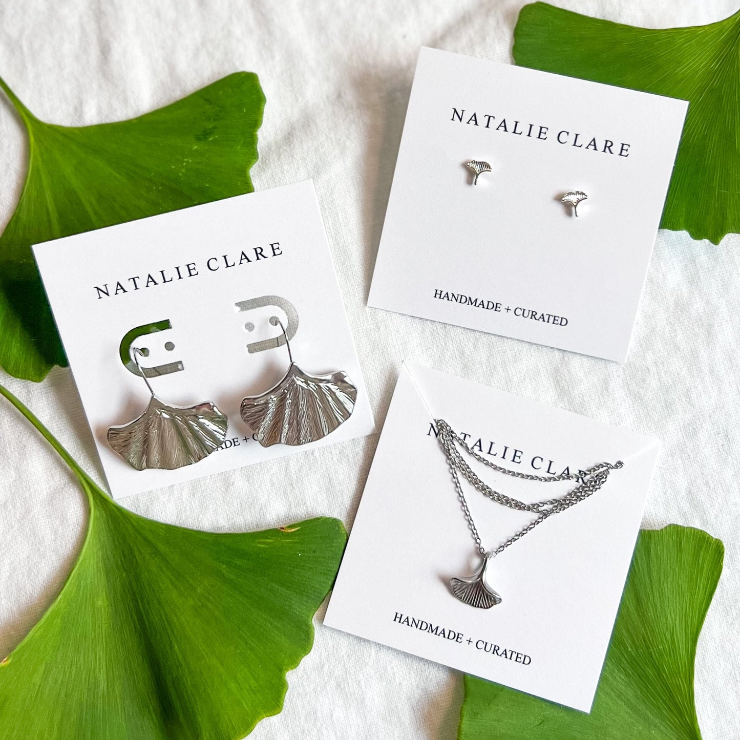 Silver Ginkgo Leaf Necklace