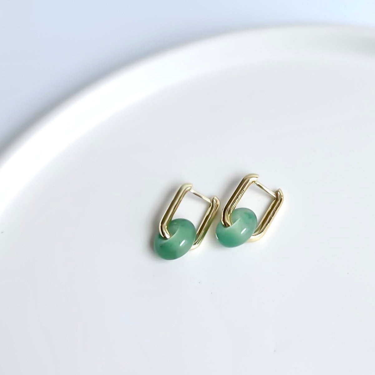 Green Aventurine Hoops