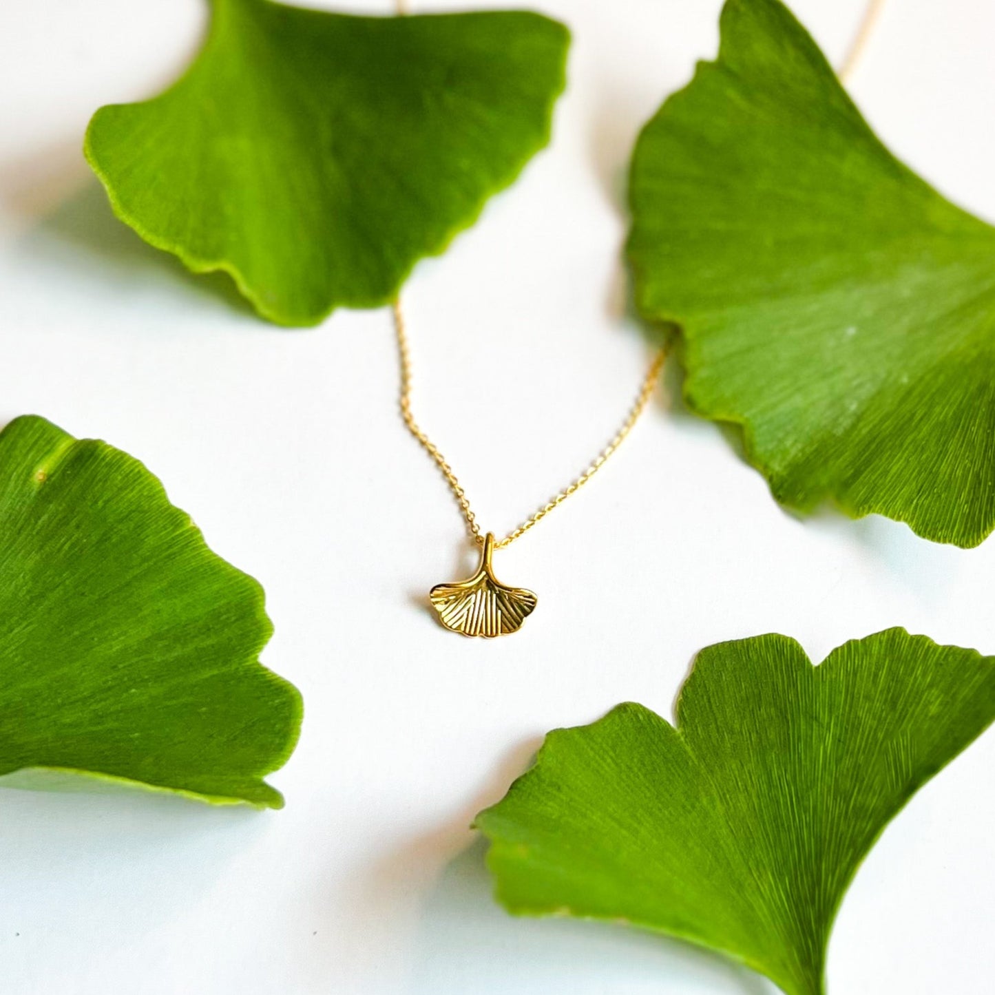 Gold Ginkgo Leaf Necklace
