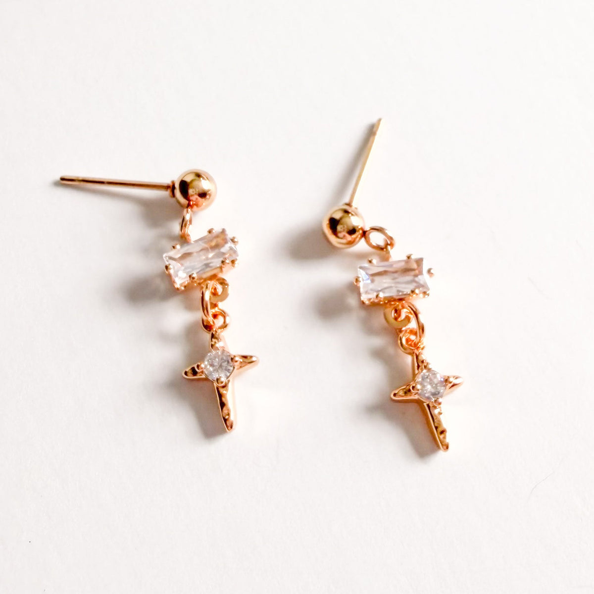 Crystal Cross Earrings