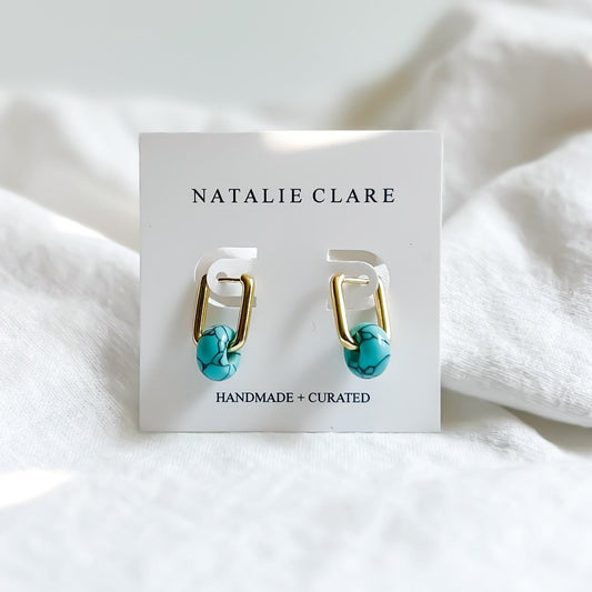 Turquoise Huggie Hoop