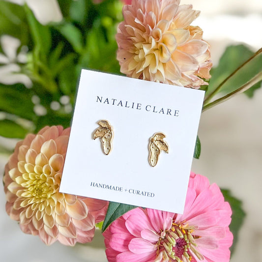 Golden Petal Stud Earrings