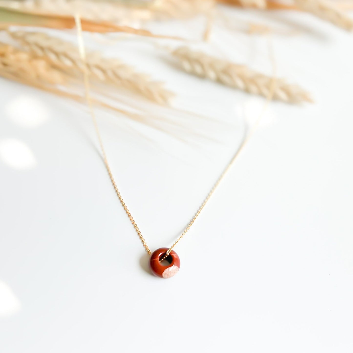 The Solo Necklace in Red Jasper