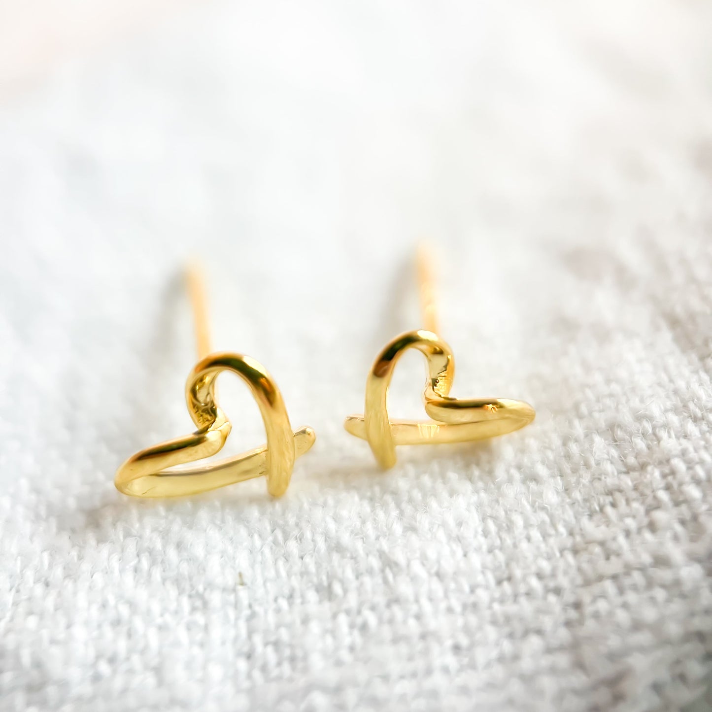 Gold Sterling Open Heart Stud