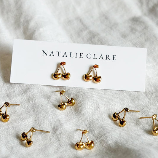 Gold Cherry Studs