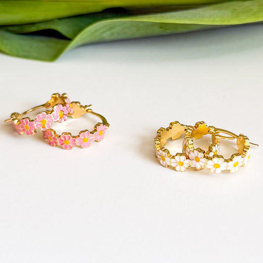 Daisy Baby Hoop Earrings
