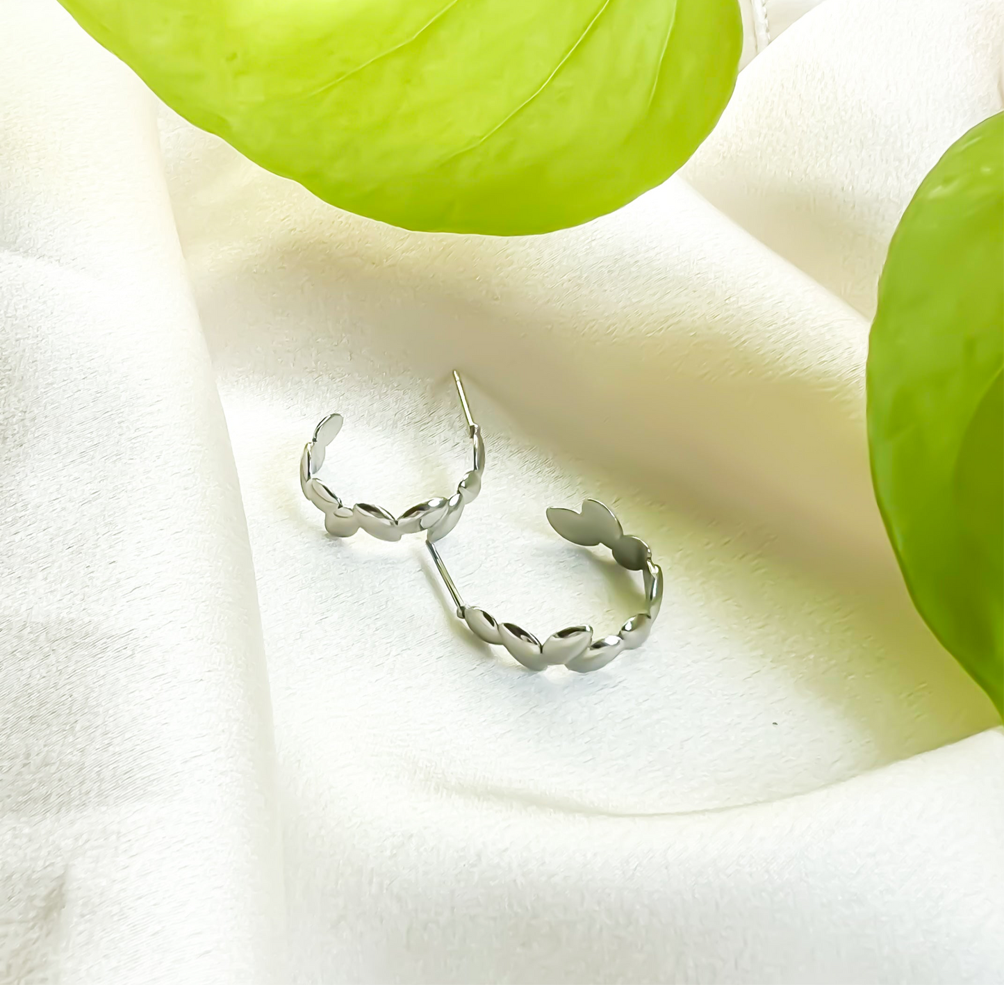 Silver Devil's Ivy Hoops