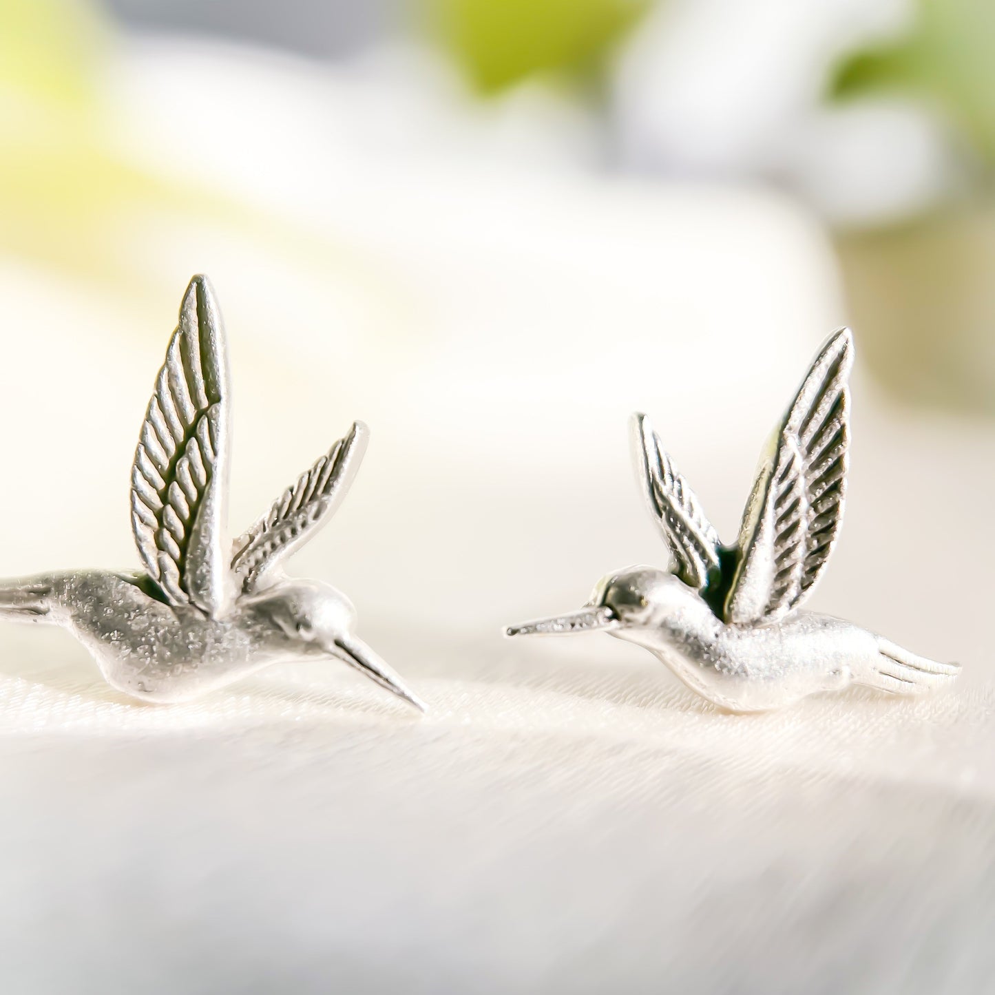 Silver Hummingbird Studs