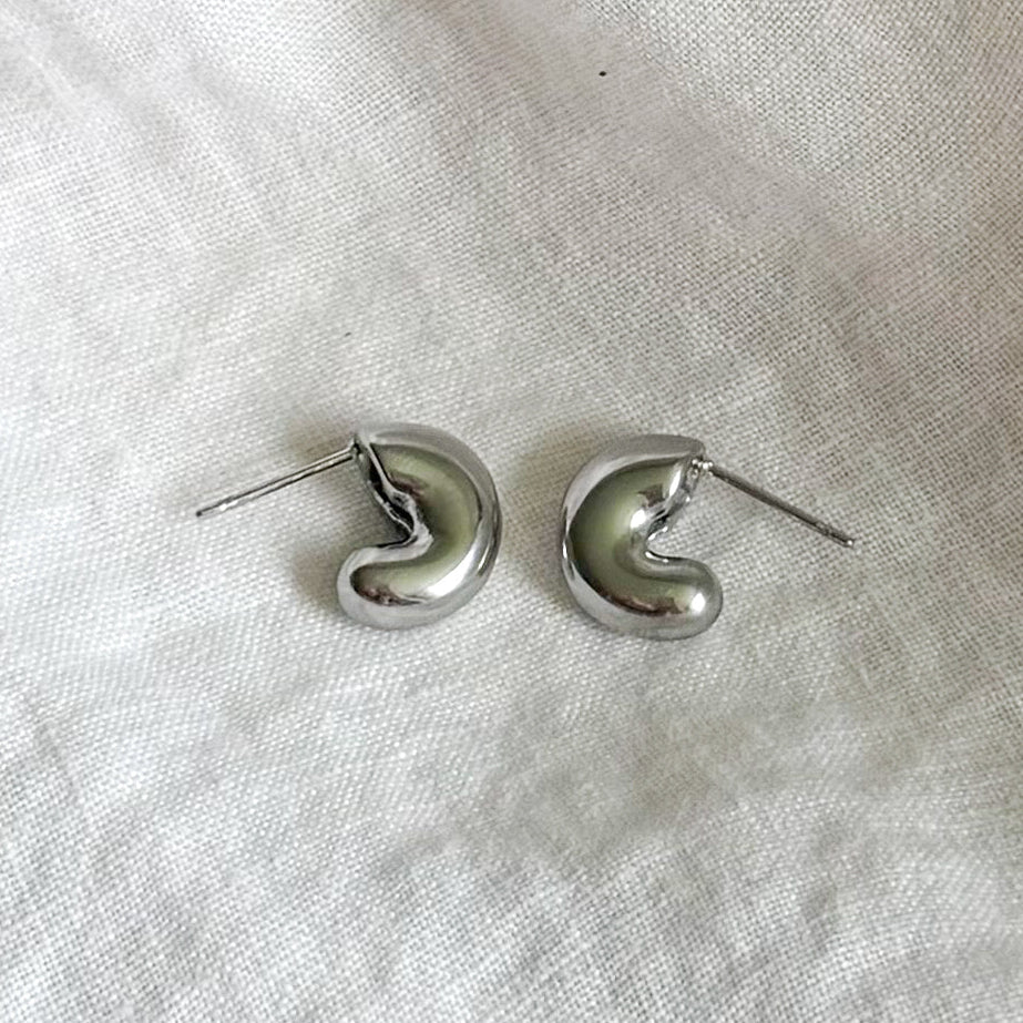 Silver Bubble Half Hoops