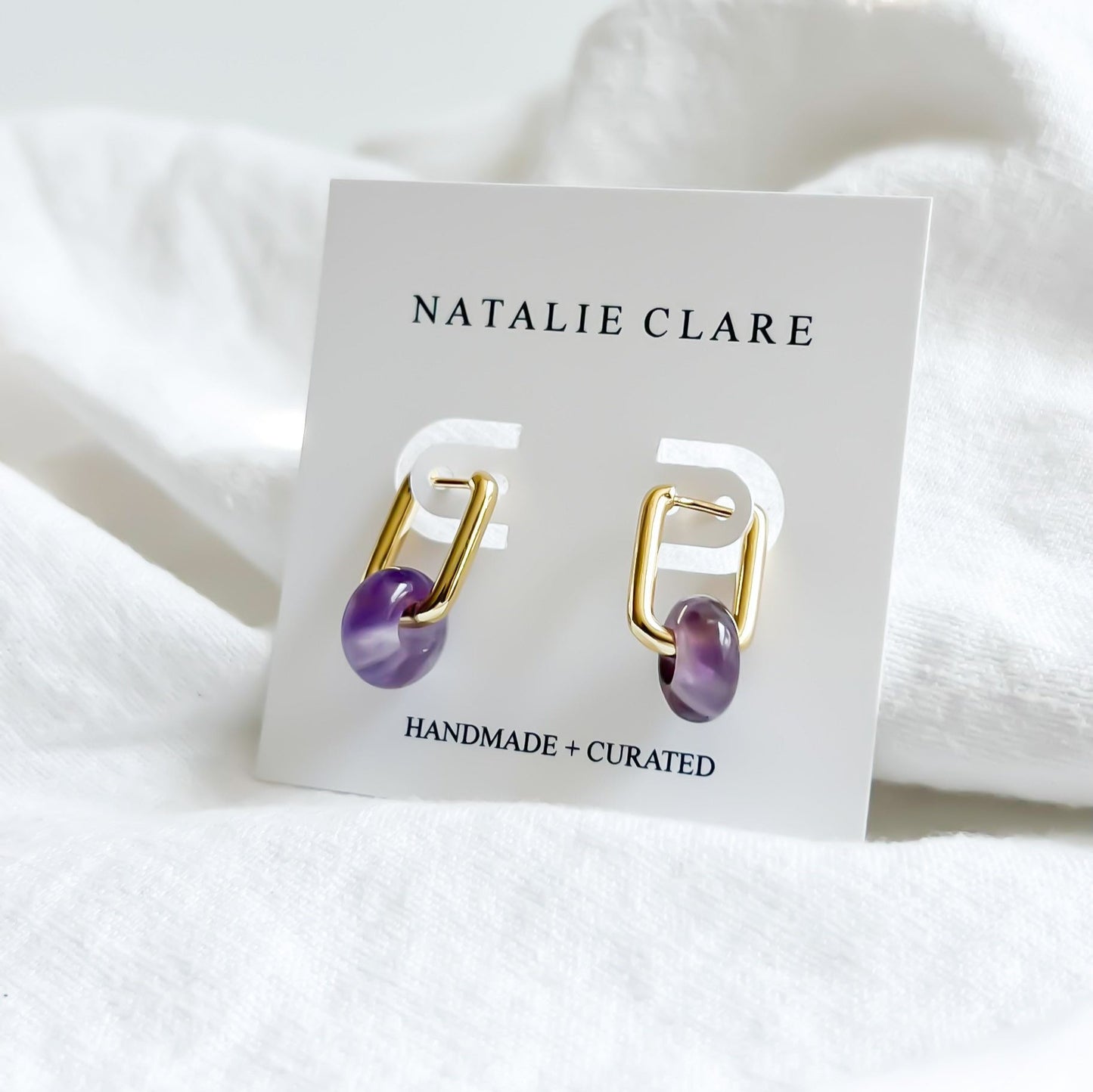 Amethyst Huggie Hoop