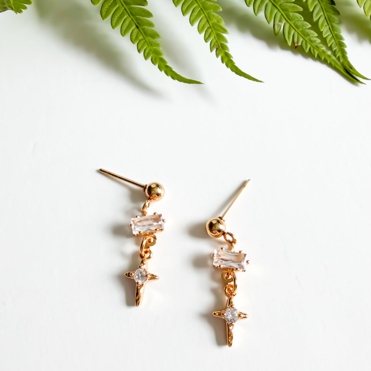 Crystal Cross Earrings