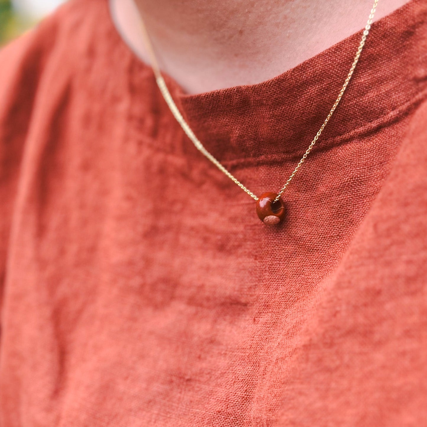 The Solo Necklace in Red Jasper