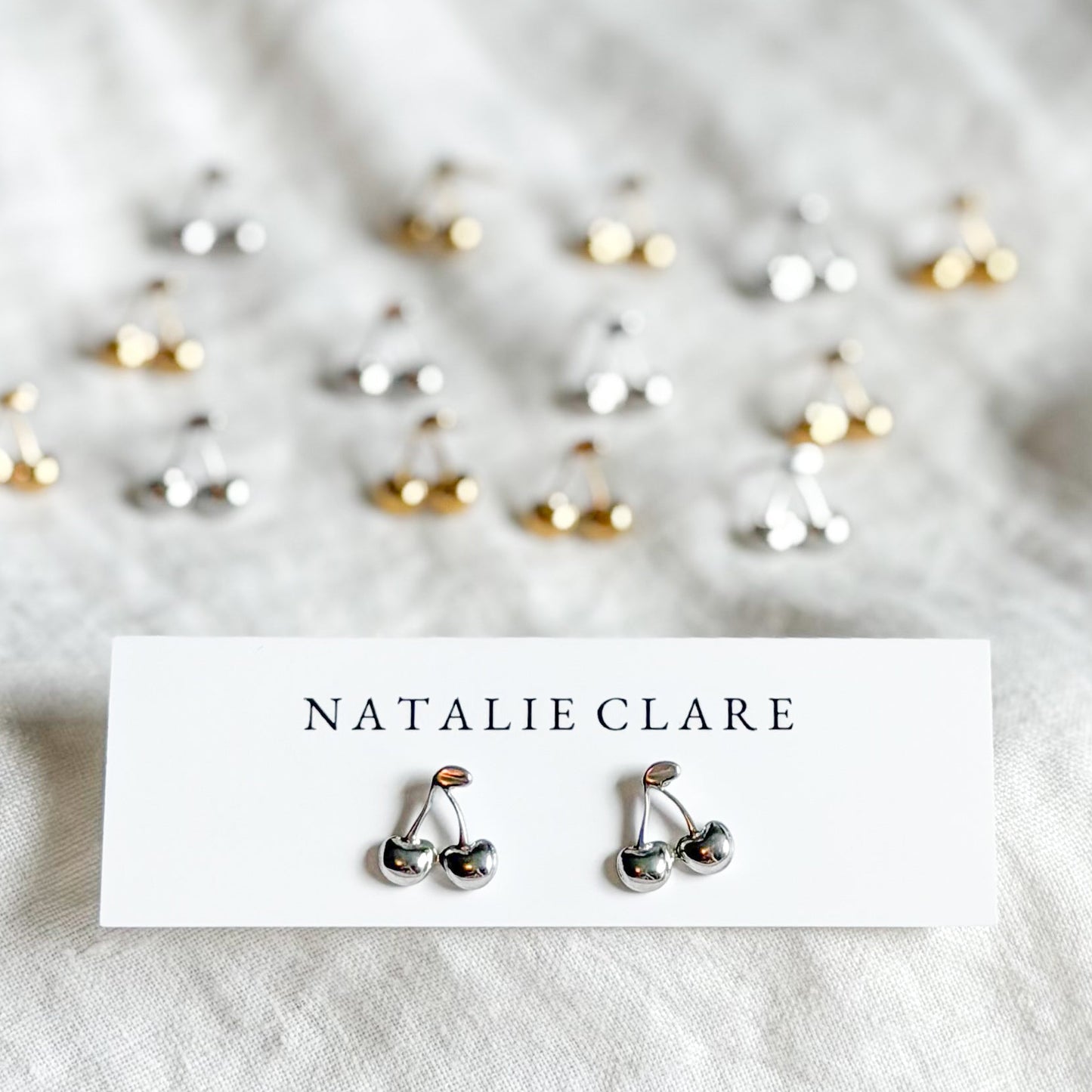 Silver Cherry Studs