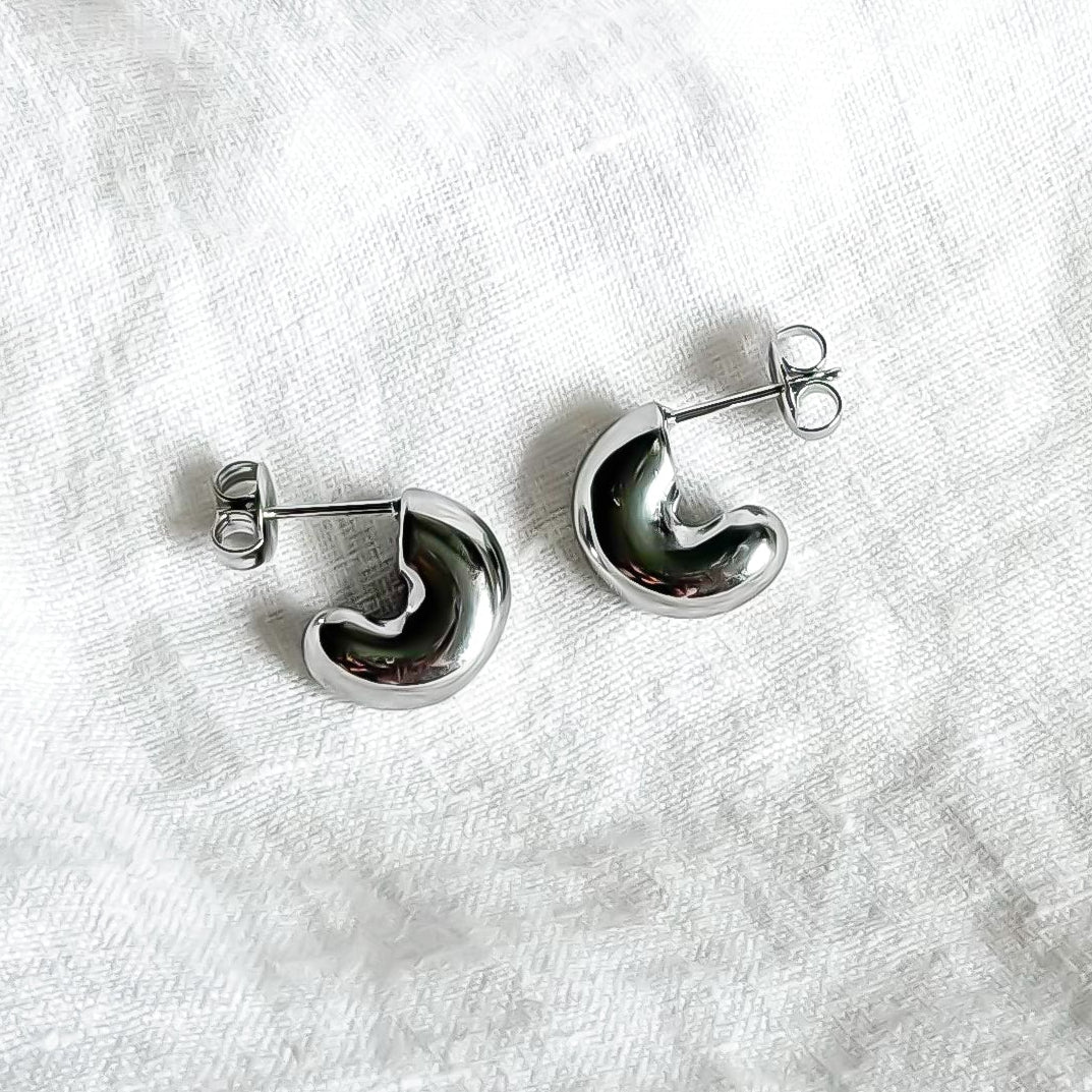 Silver Bubble Half Hoops
