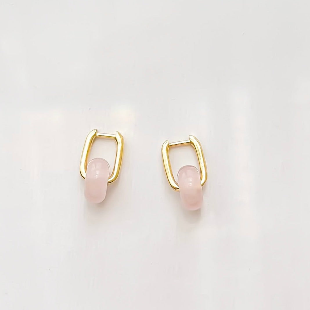 Rose Quartz Hoops