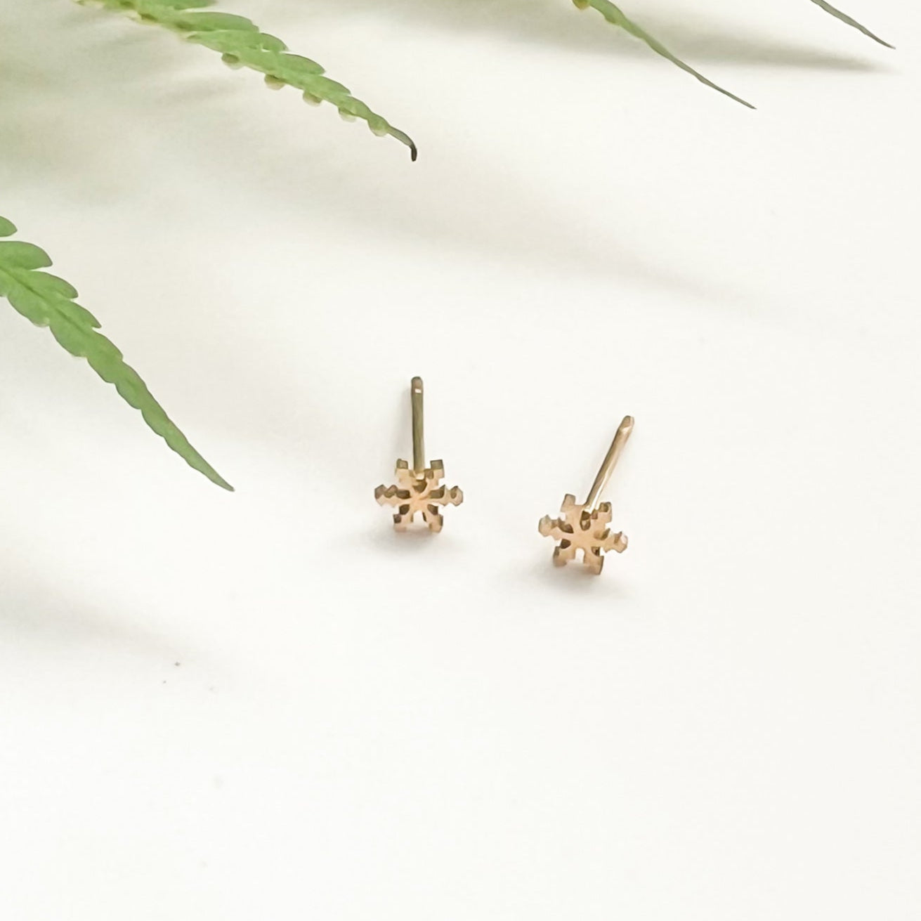 Mini Gold Snowflake Studs