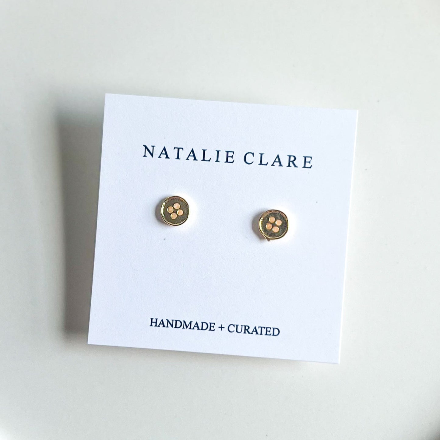 Gold Button Stud Earrings