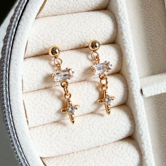 Crystal Cross Earrings
