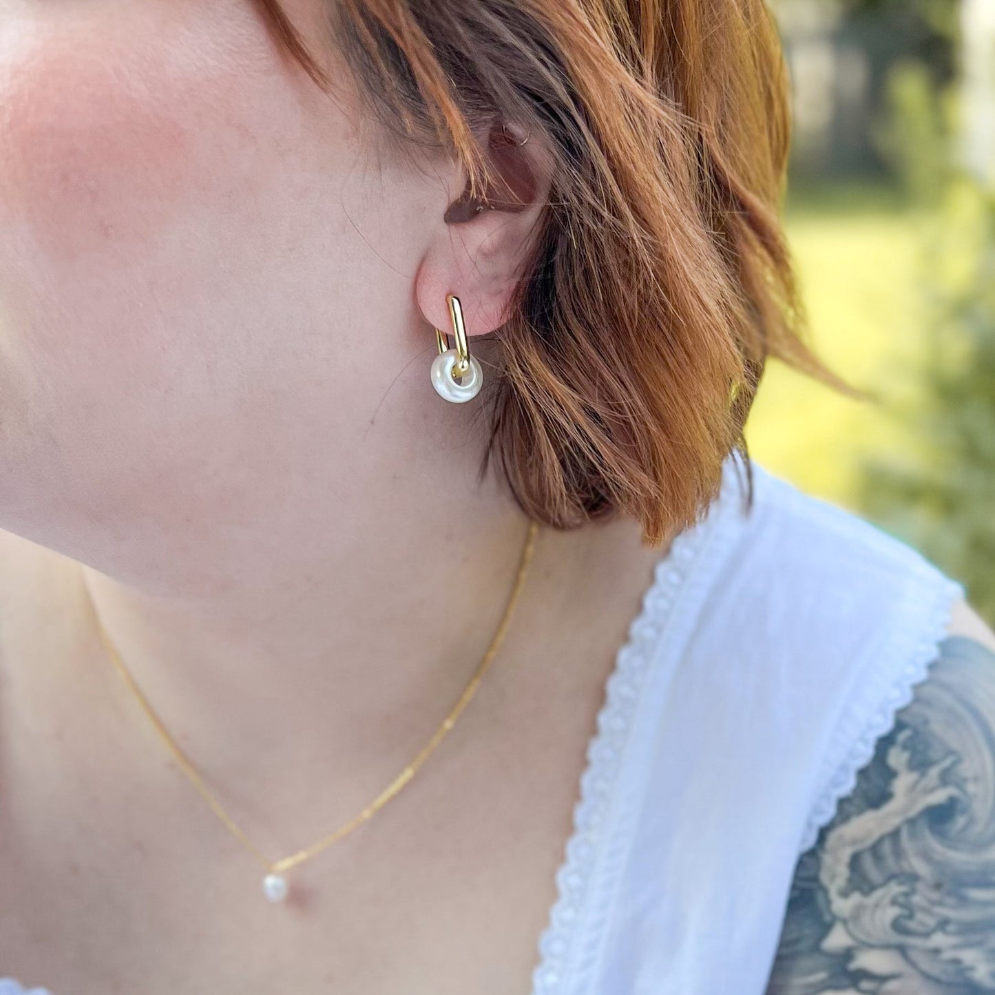 Pearl Huggie Hoop Earring