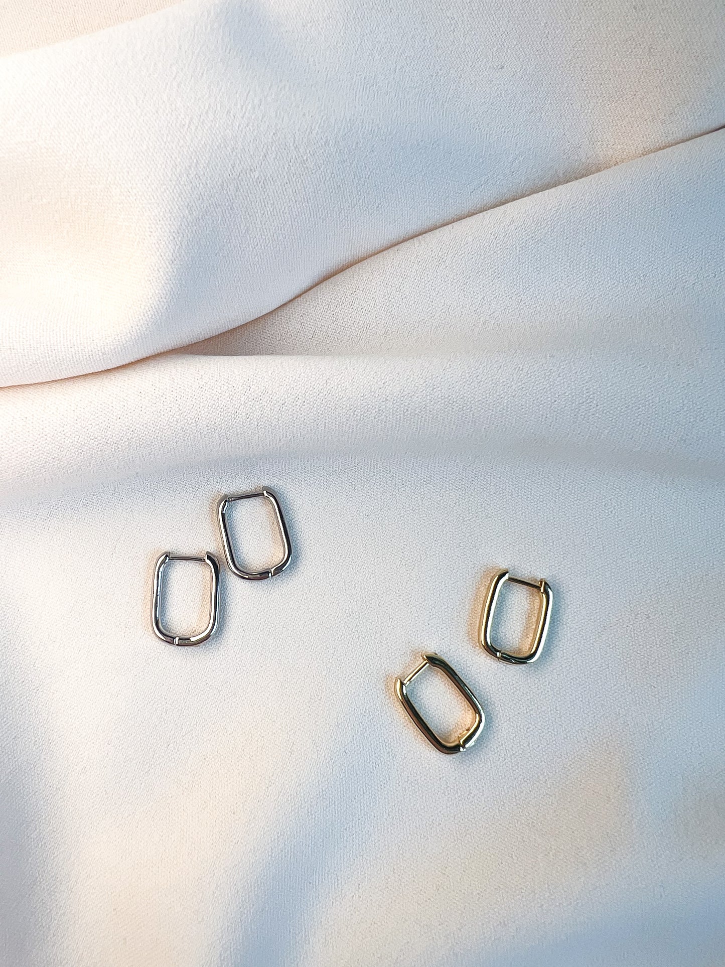 Gold Rectangle Huggie Hoops