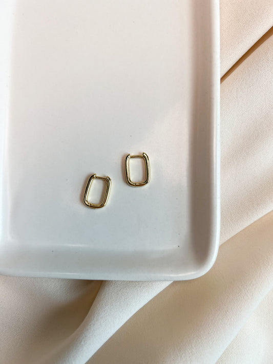Gold Rectangle Huggie Hoops